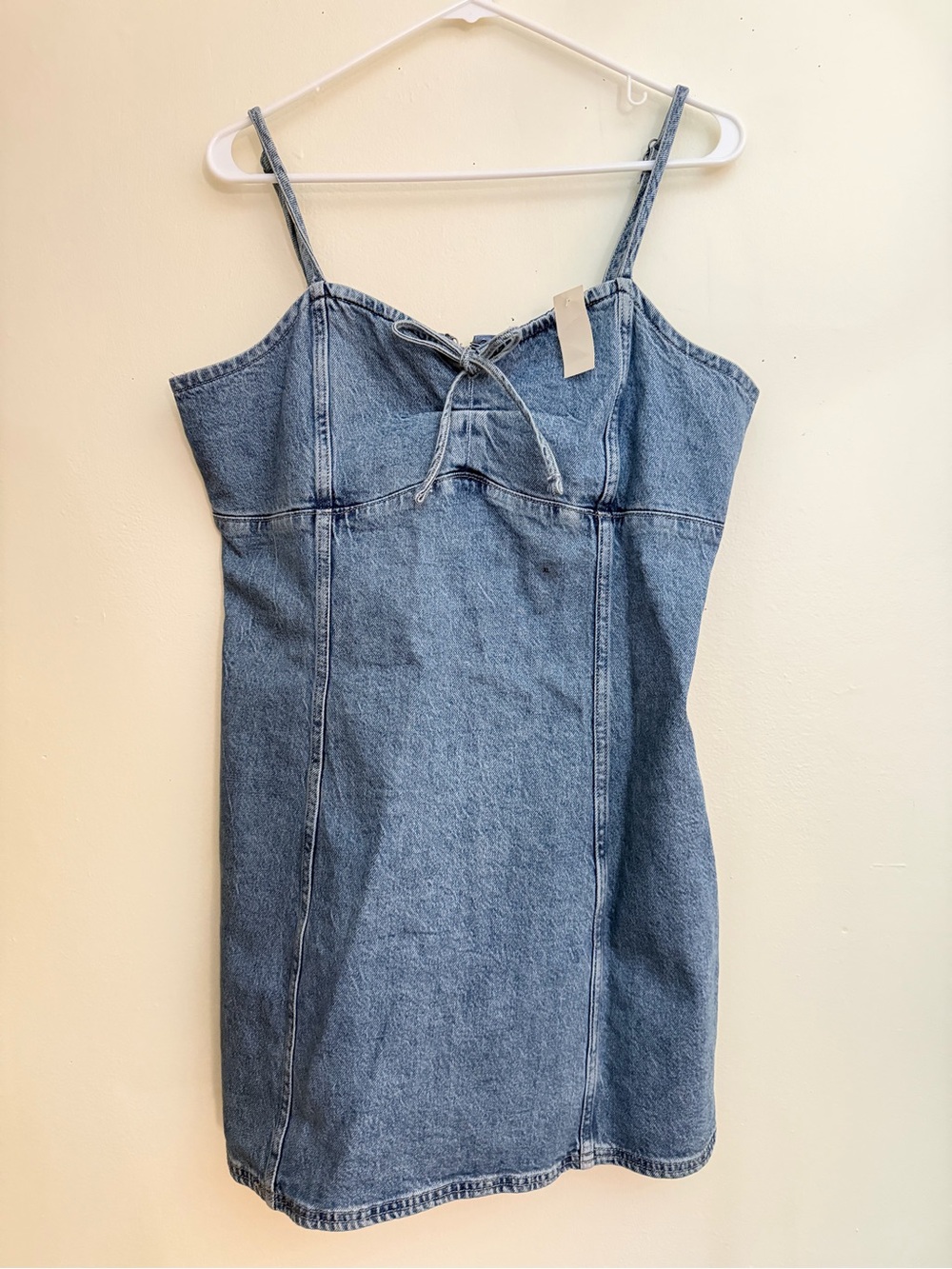 Denim Mini Dress with Tie Front Bow - NWT